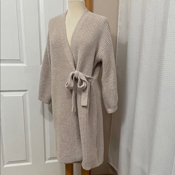 Barefoot Dreams Sweaters - Barefoot Dreams Cozy Chic Knit Cardigan Side Tie M Beige